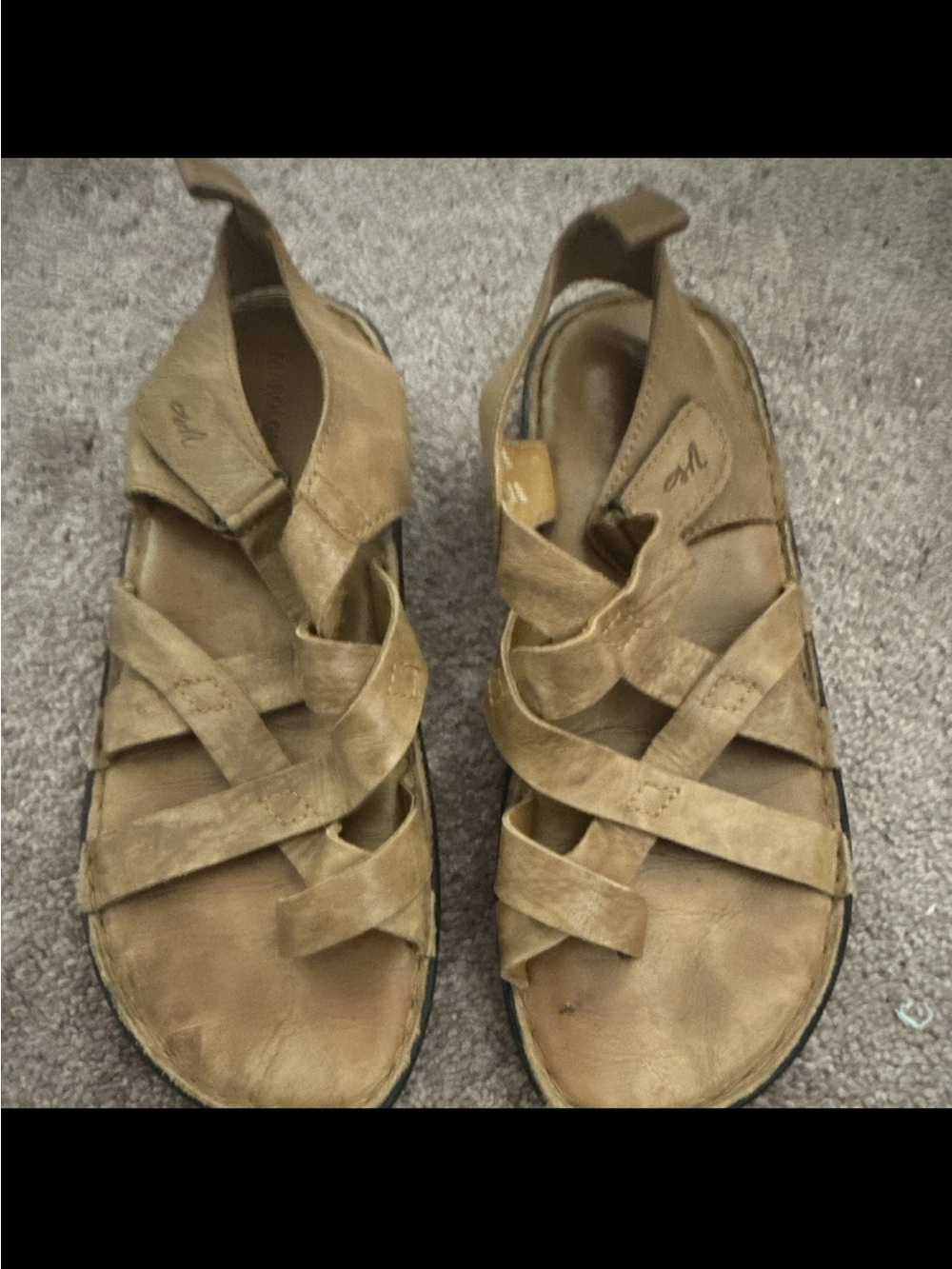 Men's Tan Leather Strappy Sandals with Crisscross Upper
